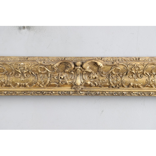 339 - A 19th CENTURY GILT PICTURE FRAME. With stylised leafy scroll and flower borders, 11cm section To fi... 