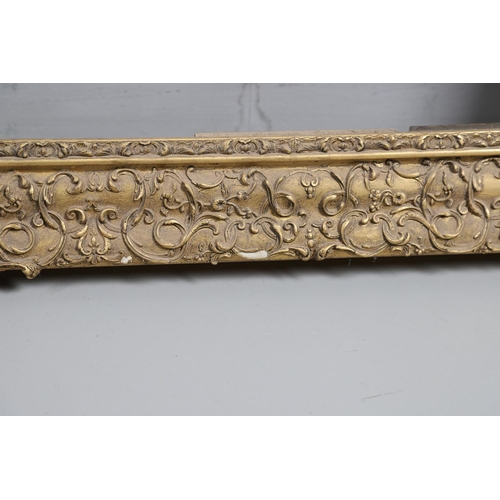 339 - A 19th CENTURY GILT PICTURE FRAME. With stylised leafy scroll and flower borders, 11cm section To fi... 