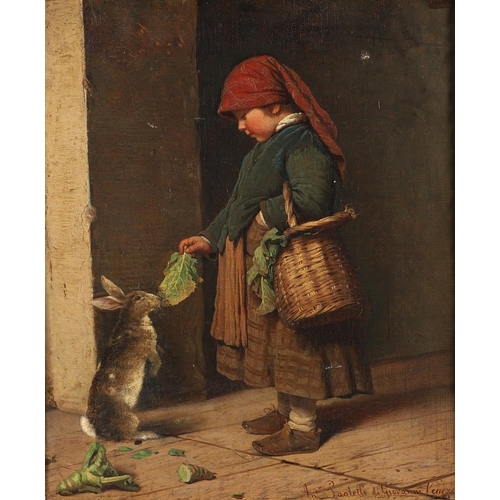 340 - ANTONIO ERMOLAO PAOLETTI (1834-1912). FEEDING TIME. Signed `Anto Paoletti di Giovanni Venezia`, oil ... 