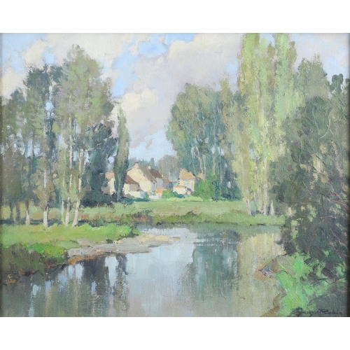 342 - GEORGES CHARLES ROBIN (1903-2003). L'INDRE, PRES DE LOCHES. (d) Signed, oil on canvas 35 x 43cm.