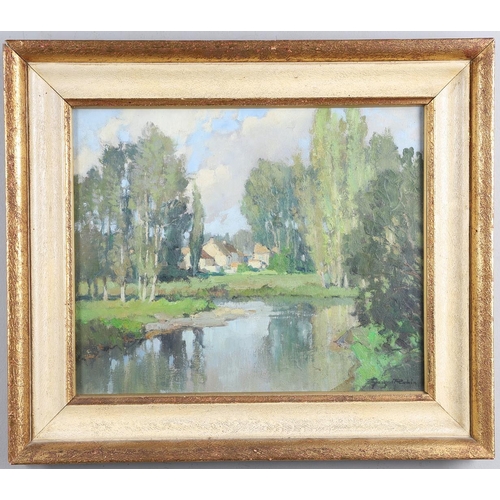 342 - GEORGES CHARLES ROBIN (1903-2003). L'INDRE, PRES DE LOCHES. (d) Signed, oil on canvas 35 x 43cm.