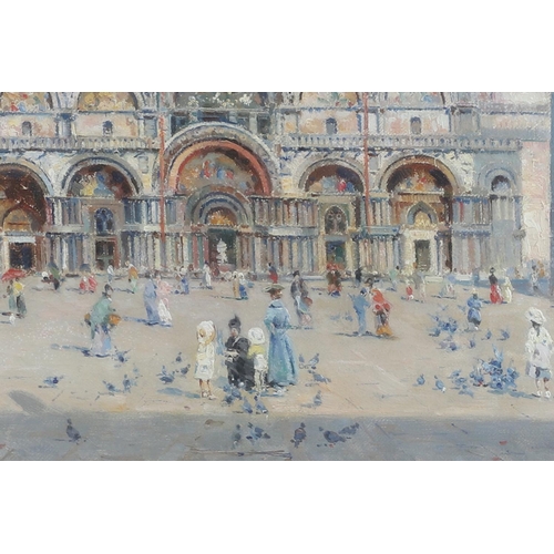 345 - ANTONIO MARIA REYNA MANESCAU (1859-1937). VENICE: PIAZZA S. MARCO. Signed, inscribed `Piazza S. Marc... 