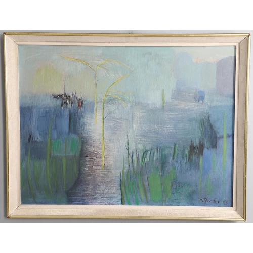 360 - HUMPHREY SPENDER (1910-2005). BACKWATER. (d) Signed and dated 63, also signed and inscribed with tit... 