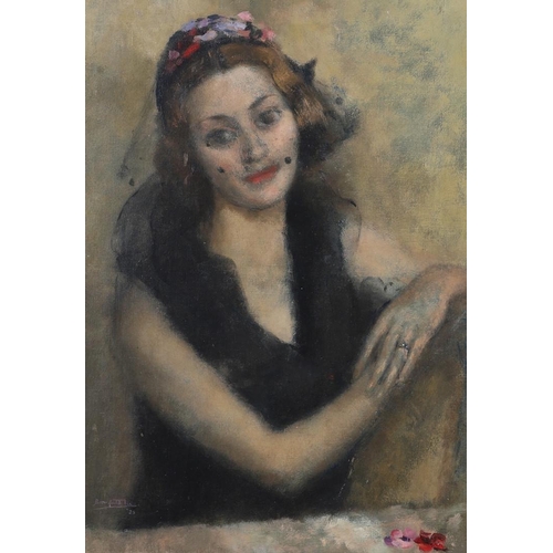 361 - JOHN BROMFIELD GAY REES (1912-1965). PORTRAIT OF CORONA, `NONA`, THE ARTIST'S SISTER. (d) Wearing a ... 