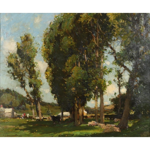 369 - SAMUEL JOHN LAMORNA BIRCH, RA, RWS (1869-1955). A SUMMER'S MORN. Signed, also signed and inscribed w... 