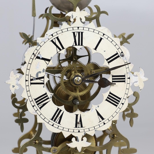 378 - A LATE 19TH CENTURY BRASS SKELETON CLOCK BY THWAITES. the 7 1/4