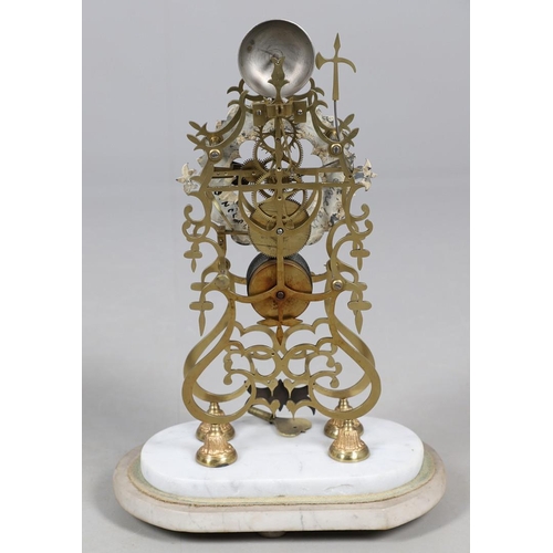 378 - A LATE 19TH CENTURY BRASS SKELETON CLOCK BY THWAITES. the 7 1/4