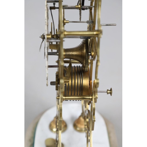 378 - A LATE 19TH CENTURY BRASS SKELETON CLOCK BY THWAITES. the 7 1/4