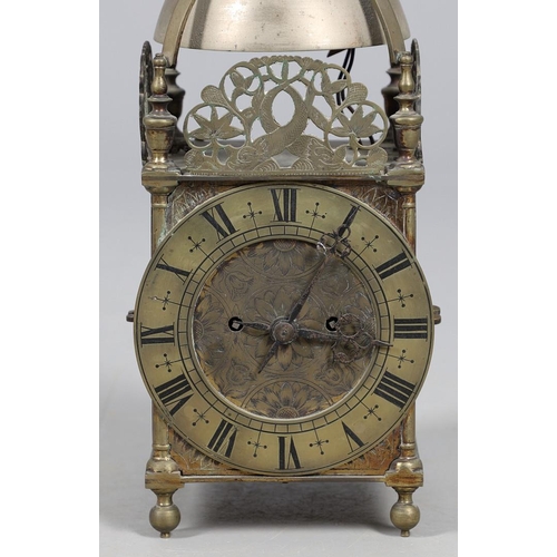 380 - A LATE 19TH CENTURY BRASS LANTERN CLOCK BY CAMERER KUSS & CO. of large proportions, rectangular engr... 