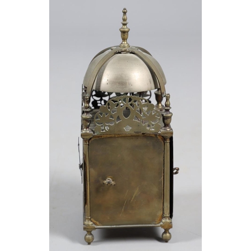 380 - A LATE 19TH CENTURY BRASS LANTERN CLOCK BY CAMERER KUSS & CO. of large proportions, rectangular engr... 