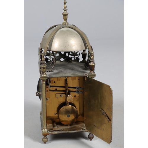 380 - A LATE 19TH CENTURY BRASS LANTERN CLOCK BY CAMERER KUSS & CO. of large proportions, rectangular engr... 