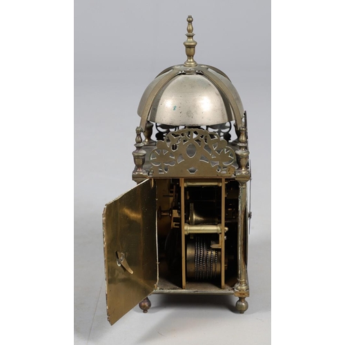 380 - A LATE 19TH CENTURY BRASS LANTERN CLOCK BY CAMERER KUSS & CO. of large proportions, rectangular engr... 