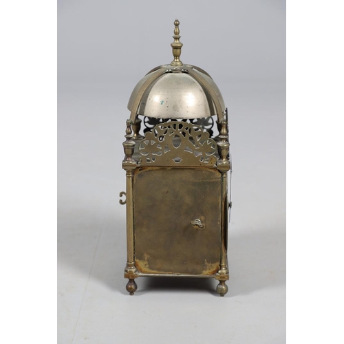 380 - A LATE 19TH CENTURY BRASS LANTERN CLOCK BY CAMERER KUSS & CO. of large proportions, rectangular engr... 