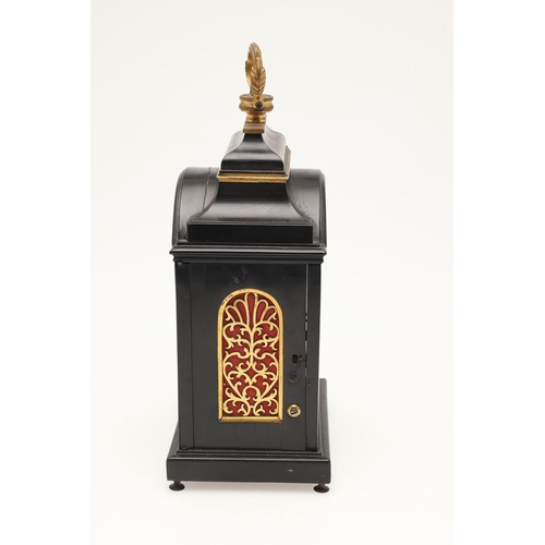 386 - AN EARLY 19TH CENTURY BRASS-BOUND EBONY MANTEL TIMEPIECE BY GRIMALDE & JOHNSON, LONDON. of small pro... 