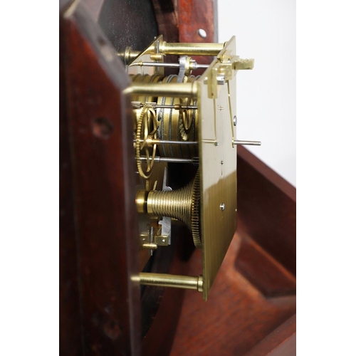 389 - A 19TH CENTURY MAHOGANY SCHOOL CLOCK. the dial signed W.R. Bullen, Norwich, four pillar brass moveme... 