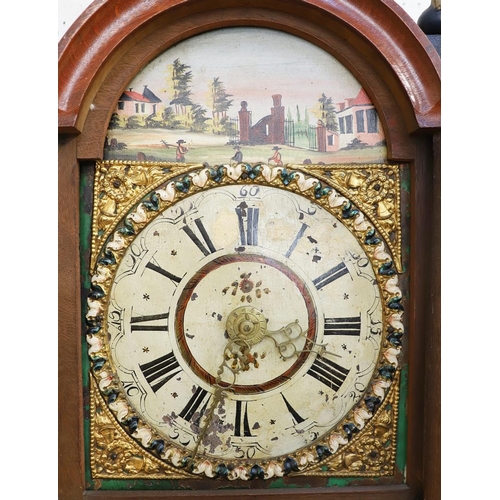 391 - A 19TH CENTURY DUTCH MAHOGANY 30 HOUR WALL CLOCK. the 10 3/4