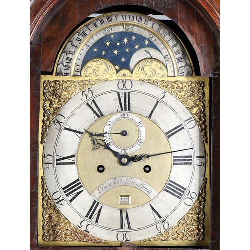 393 - AN 18TH CENTURY WALNUT EIGHT DAY LONGCASE CLOCK. the 12