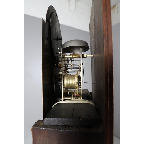 393 - AN 18TH CENTURY WALNUT EIGHT DAY LONGCASE CLOCK. the 12