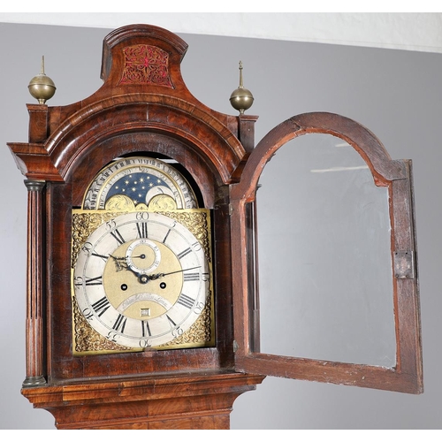 393 - AN 18TH CENTURY WALNUT EIGHT DAY LONGCASE CLOCK. the 12