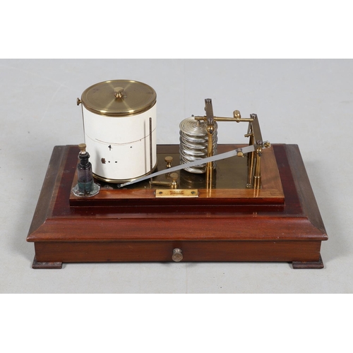 394 - AN ARMY AND NAVY MAHOGANY CASED BAROGRAPH. early 20th century, with ink bottle and spare charts to t... 