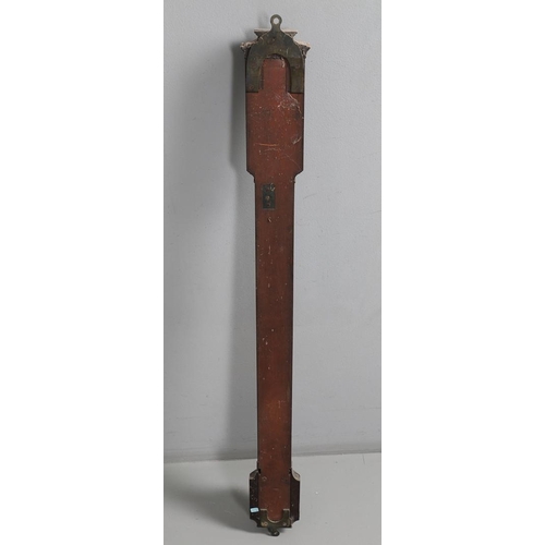 396 - A GEORGE III MAHOGANY BOW FRONTED STICK BAROMETER. the silvered dial inscribed Thomas Jones, Charing... 