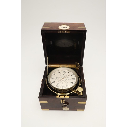 398 - A RARE AND EARLY 19TH CENTURY SEVEN-DAY MARINE CHRONOMETER, BY BROCKBANK & ATKINS. the silvered 4.25... 