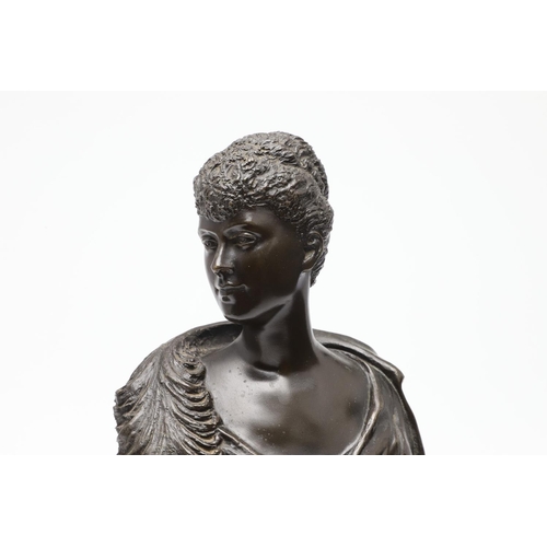 413 - WILLIAM HENRY TYLER (1852 - 1906), BRONZE BUST OF QUEEN MARY WHEN DUCHESS OF YORK. with a dark brown... 