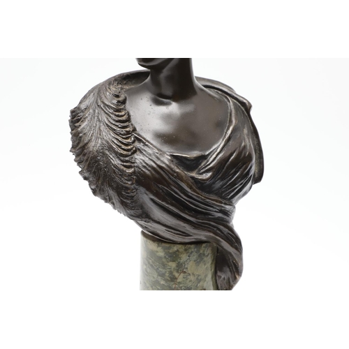 413 - WILLIAM HENRY TYLER (1852 - 1906), BRONZE BUST OF QUEEN MARY WHEN DUCHESS OF YORK. with a dark brown... 