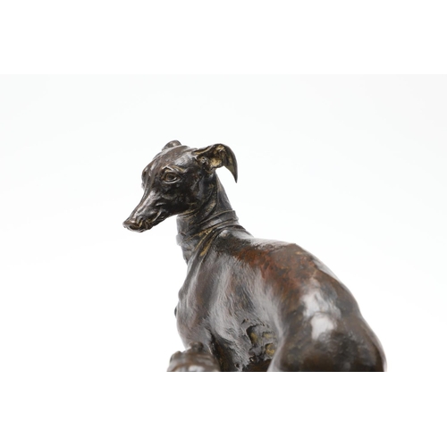 415 - PIERRE-JULES MENE (1810-1879), 'JIJI AND GISELLA'. an animalier bronze group of two whippets playing... 