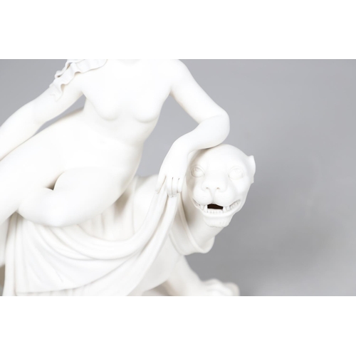 420 - A MINTON PARIANWARE FIGURE OF ARIADNE AND THE PANTHER. designed by John Bell (1812-1895), impressed ... 