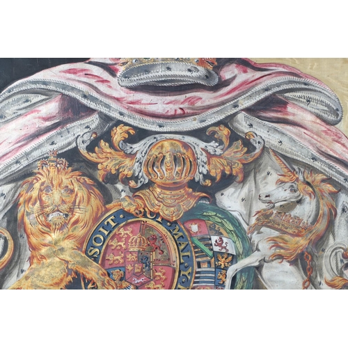 422 - A PAINTED SILK COAT OF ARMS PANEL - 