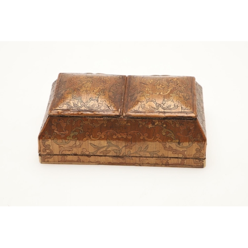 424 - A NAPOLEONIC PRISONER OF WAR STRAW WORK BOX. with all over foliate scroll decoration, the twin domed... 