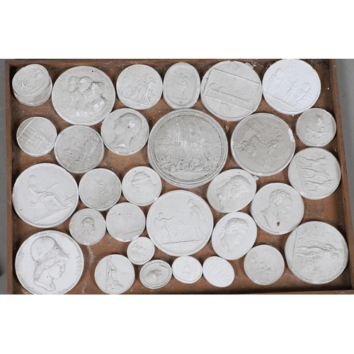 427 - A 19TH CENTURY CHEST OF PLASTER INTAGLIOS. the five drawers containing approximately 100 intaglios, ... 