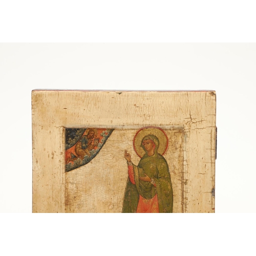 432 - A RUSSIAN ICON - SAINT ANNA OF KASHIN. early 19th century, tempera on wood panel, bearing paper labe... 