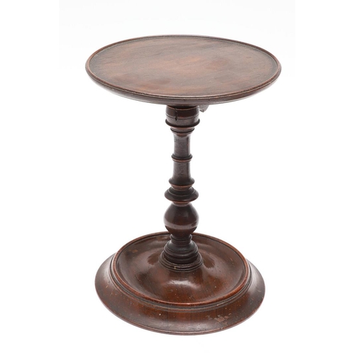 436 - A PAIR OF VICTORIAN ROSEWOOD CANDLE STANDS. with adjustable tops, turned stems and bases, height 21c... 