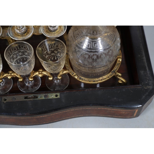 442 - A FRENCH BURR WALNUT AND INLAID TABLE TOP DRINKS CABINET. 19th century, the crossbanded hinged lid, ... 