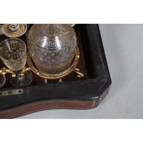 442 - A FRENCH BURR WALNUT AND INLAID TABLE TOP DRINKS CABINET. 19th century, the crossbanded hinged lid, ... 