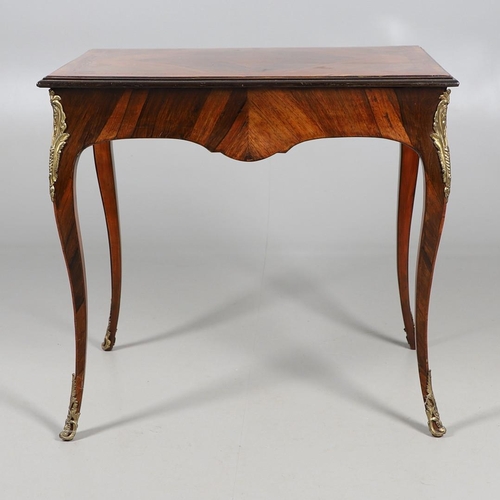 455 - A LOUIS XV STYLE KINGWOOD SIDE TABLE. late 19th century, the quarter veneered and crossbanded top ov... 