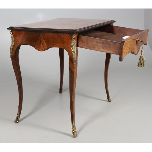 455 - A LOUIS XV STYLE KINGWOOD SIDE TABLE. late 19th century, the quarter veneered and crossbanded top ov... 