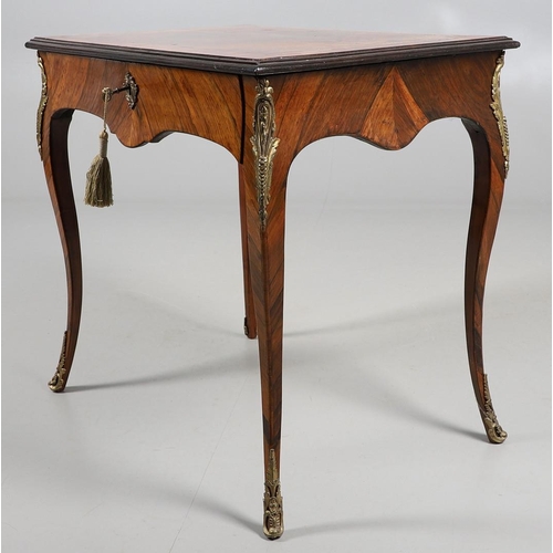 455 - A LOUIS XV STYLE KINGWOOD SIDE TABLE. late 19th century, the quarter veneered and crossbanded top ov... 