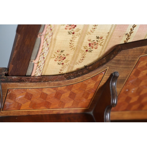 459 - A LOUIS XVI STYLE LADIES PARQUETRY WRITING TABLE. late 19th century, with unusual pull up screen to ... 