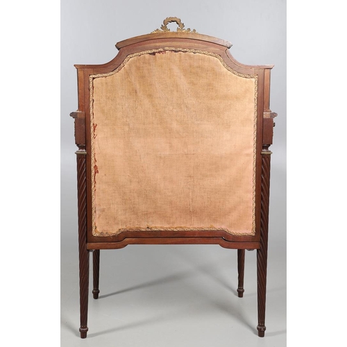 459 - A LOUIS XVI STYLE LADIES PARQUETRY WRITING TABLE. late 19th century, with unusual pull up screen to ... 