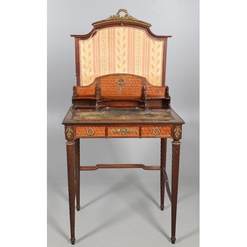 459 - A LOUIS XVI STYLE LADIES PARQUETRY WRITING TABLE. late 19th century, with unusual pull up screen to ... 