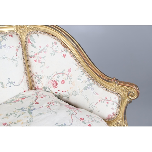 462 - A FRENCH ROCOCO STYLE GILT GESSO TUB CHAIR. of wide proportions, late 19th/early 20th century, the s... 