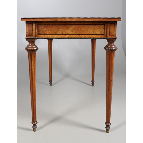 466 - A KINGWOOD AND BURR WALNUT INLAID WRITING TABLE BY HOLLAND AND SONS. late 19th century, the gilt too... 