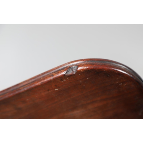 467 - A GEORGE III MAHOGANY TRIPOD TABLE. the rectangular tilt top with reeded edge upon a multiple ring t... 