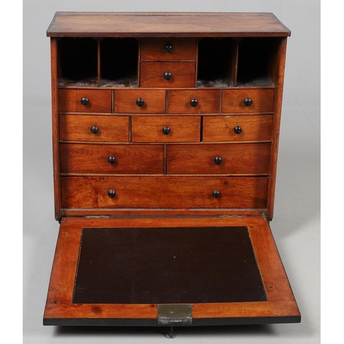 469 - AN EARLY 19TH CENTURY FRUITWOOD TABLE CABINET. the lockable fall front enclosing a fitted interior w... 