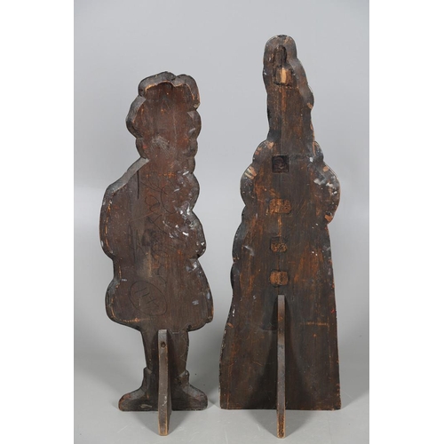 470 - A PAIR OF 19TH CENTURY PAINTED DUMMY BOARDS. depicting a boy with a spaniel and a girl with a basket... 