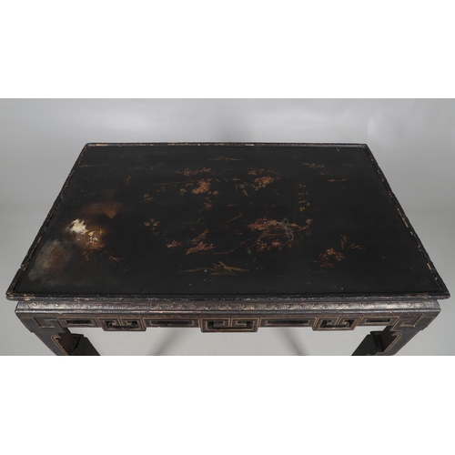 471 - AN EARLY EIGHTEENTH CENTURY JAPANNED SILVER TABLE. of rectangular shape with geometric scroll frieze... 