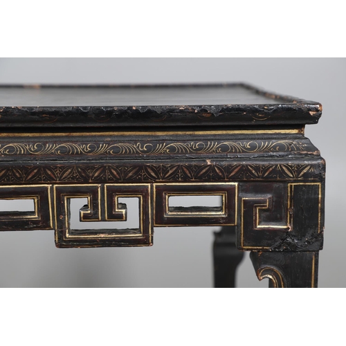 471 - AN EARLY EIGHTEENTH CENTURY JAPANNED SILVER TABLE. of rectangular shape with geometric scroll frieze... 